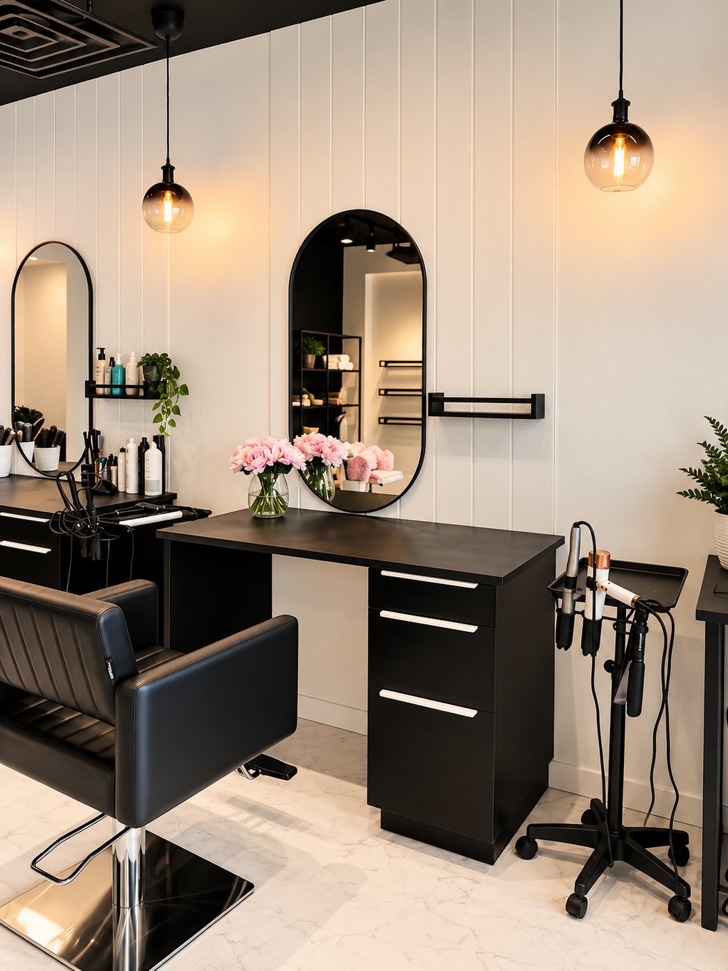 Un poste de coiffure
