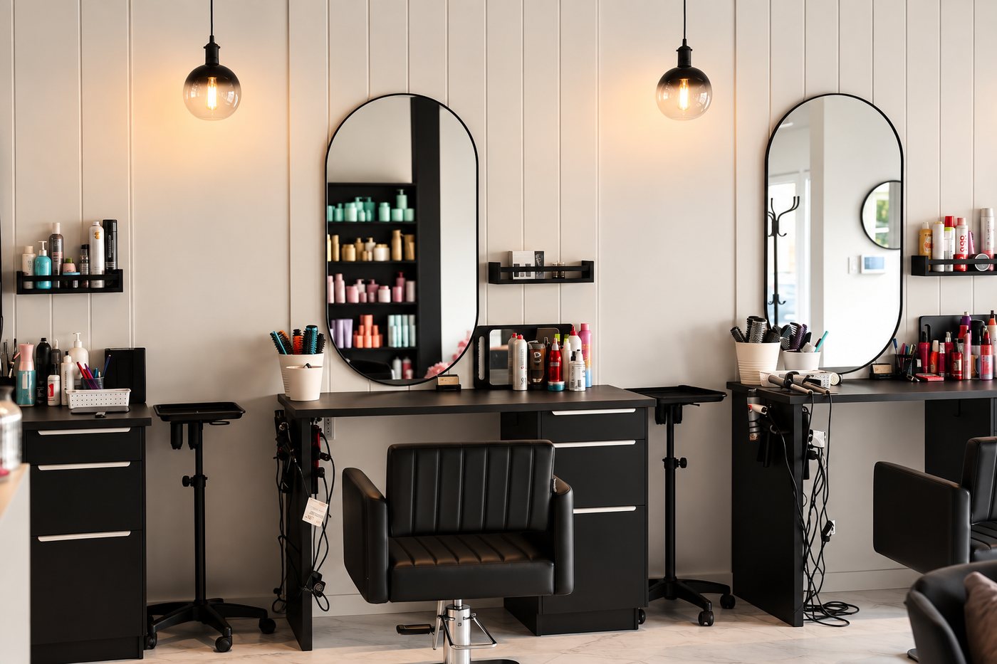 Postes de coiffure et miroirs